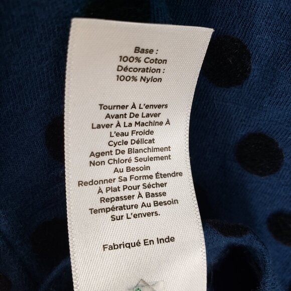 ❤️2/$15 or 3/$21❤️Talbots Blue w/Black Velvet Polka Dots L/S Top, Size XL - Picture 7 of 7
